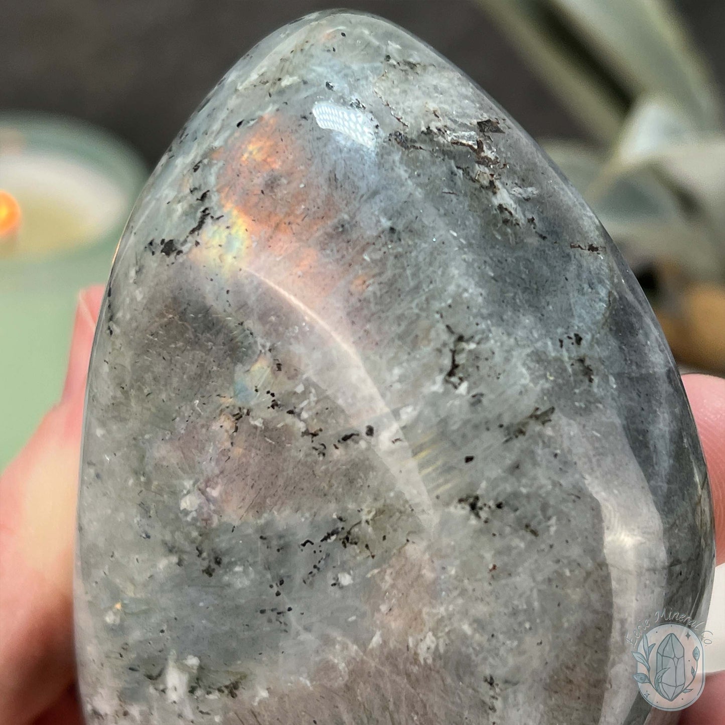 Polished Orange and Yellow Flash Labradorite Freeform