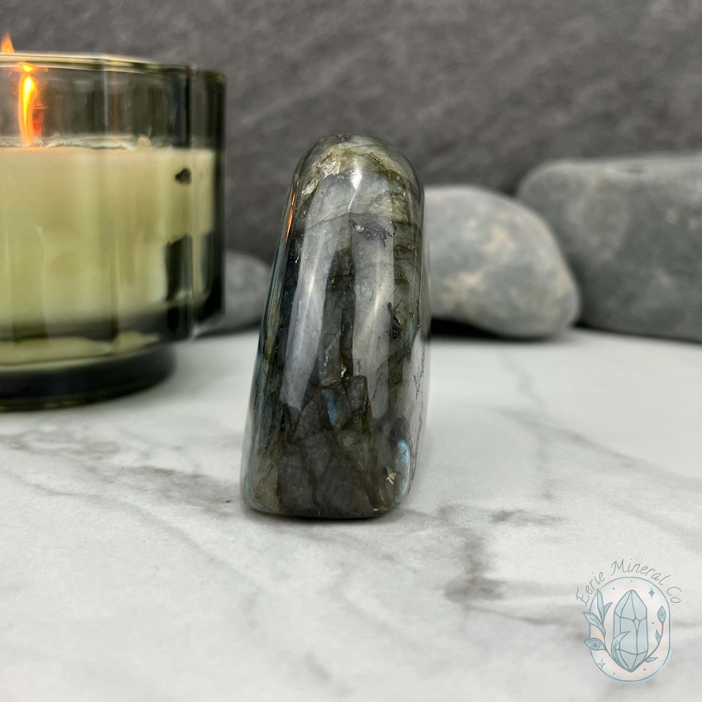 Polished Yellow & Blue Flash Labradorite Freeform