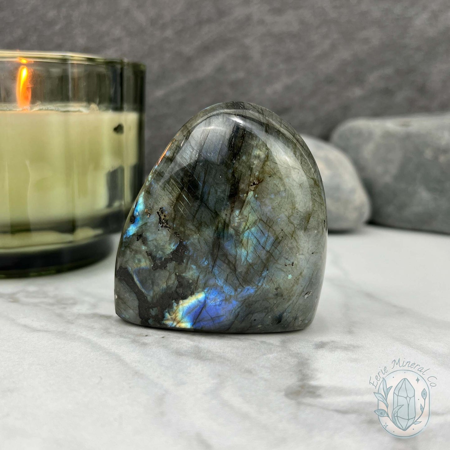 Polished Yellow & Blue Flash Labradorite Freeform