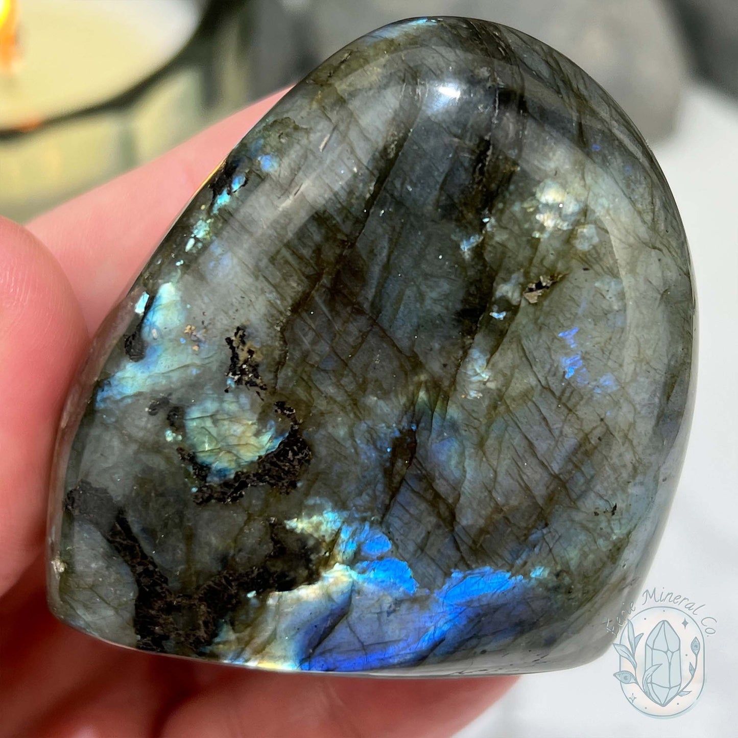 Polished Yellow & Blue Flash Labradorite Freeform
