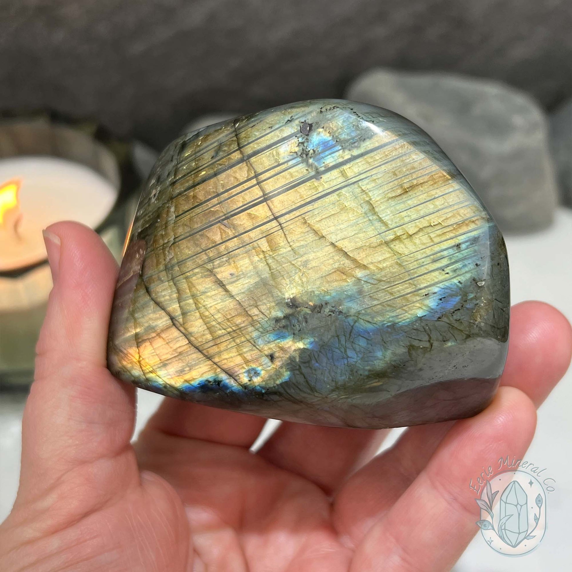 Polished Golden-Blue Flash Labradorite Freeform