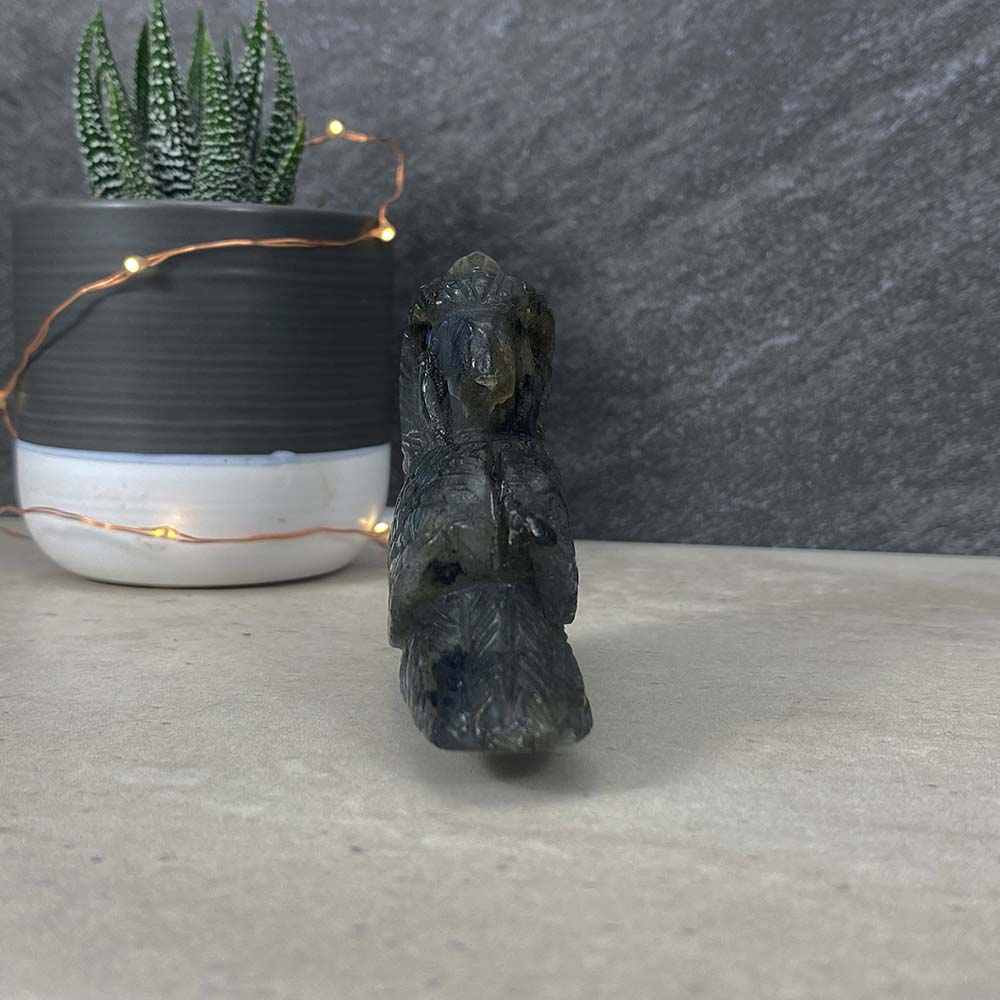 Polished Blue Flash Labradorite Parrot Carving