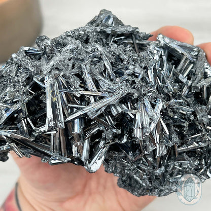 Hunan Province Stibnite Specimen with Display Stand