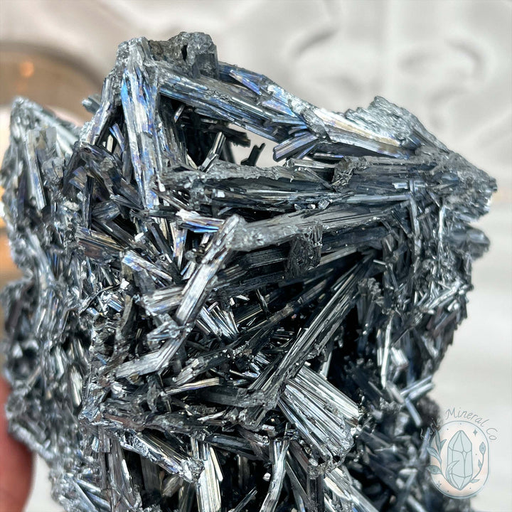 Hunan Province Stibnite Specimen with Display Stand