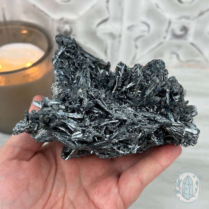 Hunan Province Stibnite Specimen with Display Stand