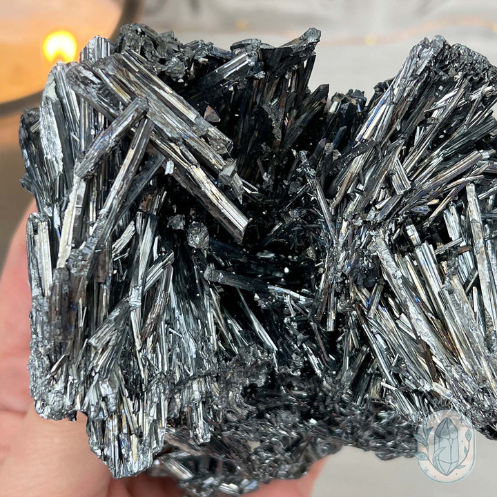 Hunan Province Stibnite Specimen with Display Stand