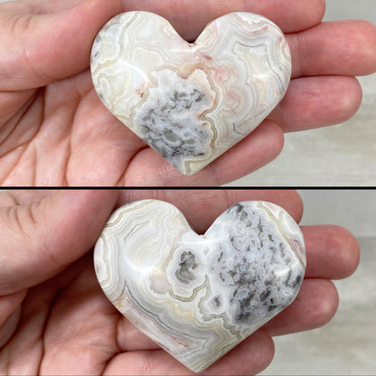 Polished Crazy Lace Heart Carvings