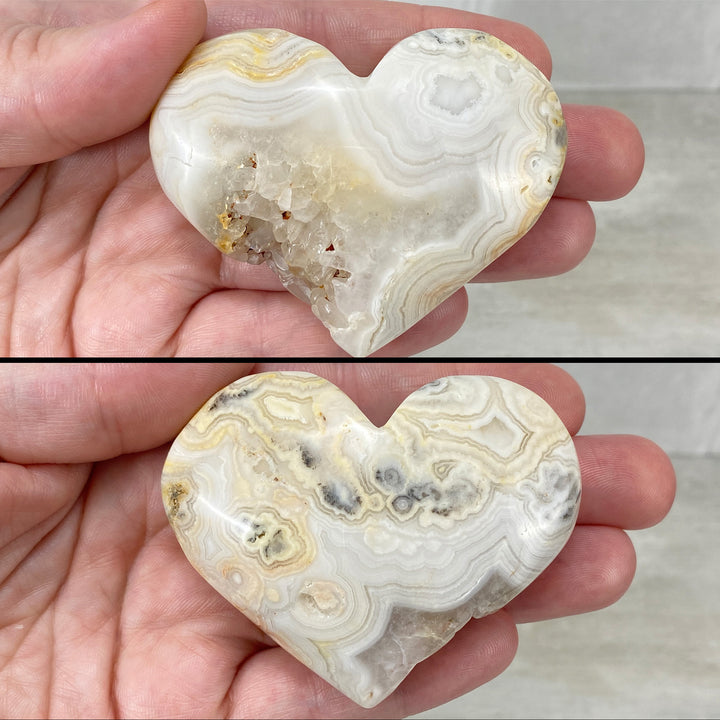 Polished Crazy Lace Heart Carvings