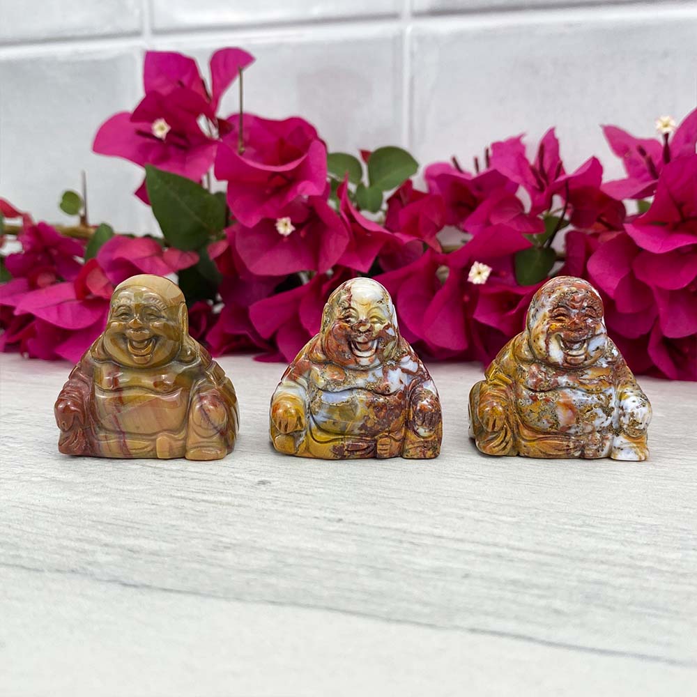 Polished Smiling Buddha Mookaite Carving