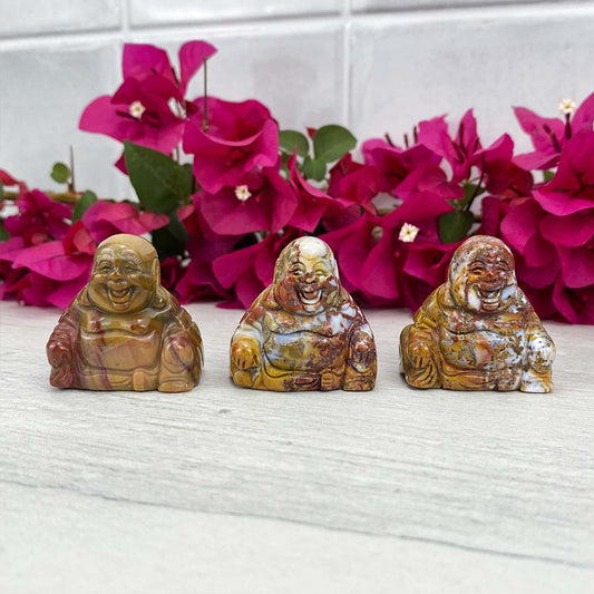Polished Smiling Buddha Mookaite Carving
