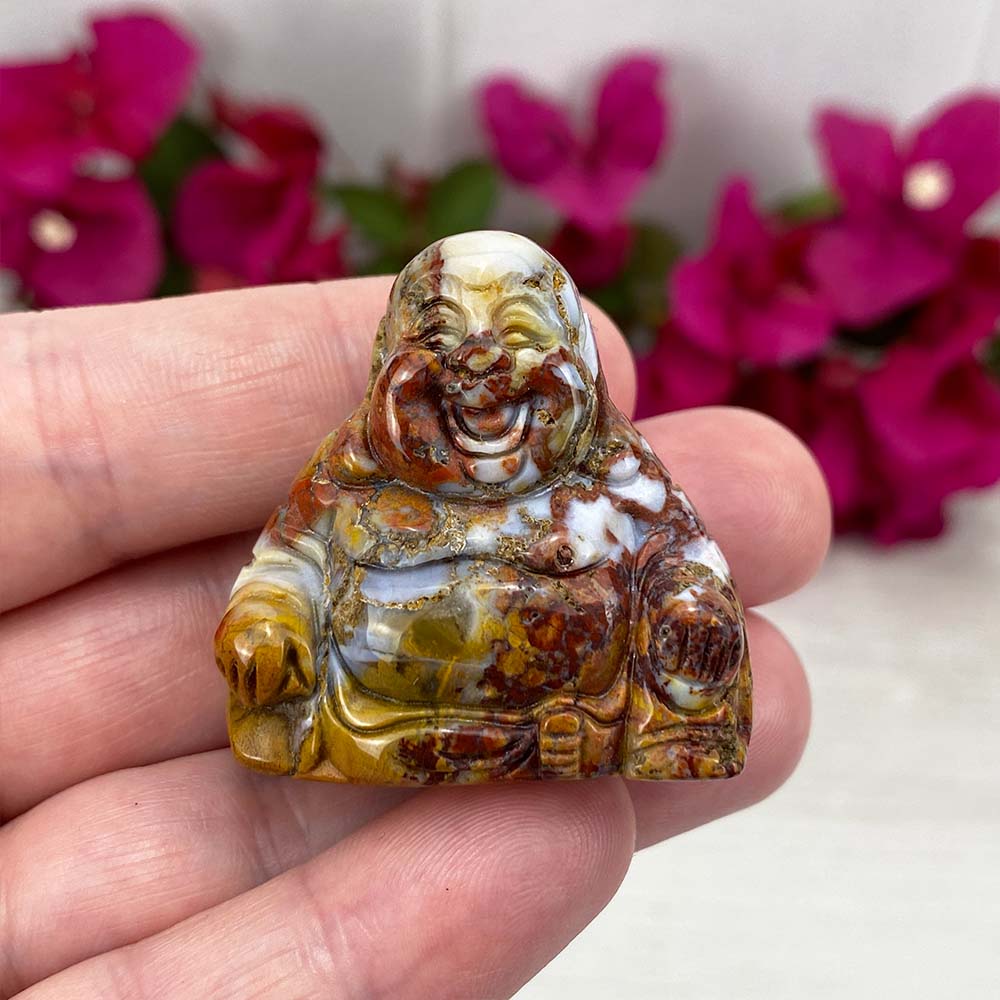 Polished Smiling Buddha Mookaite Carving