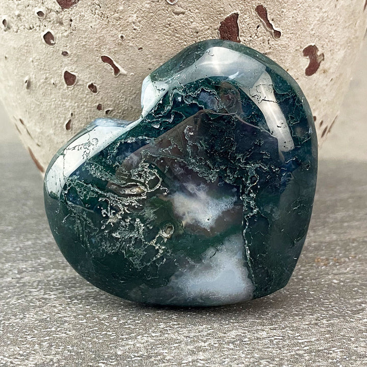 moss agate carved hearts