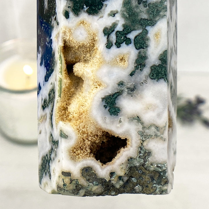 Polished Moss Agate Tower