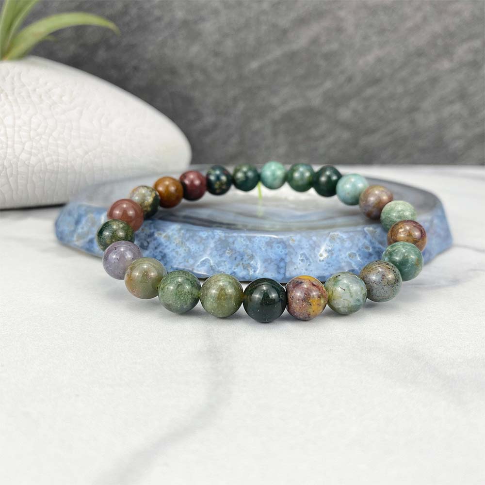 Indian Agate Healing Crystal Bracelet for Women, Men | Bead Bracelet – Soul  Charms