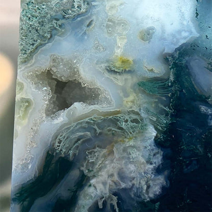 Polished Druzy Moss Agate Tower