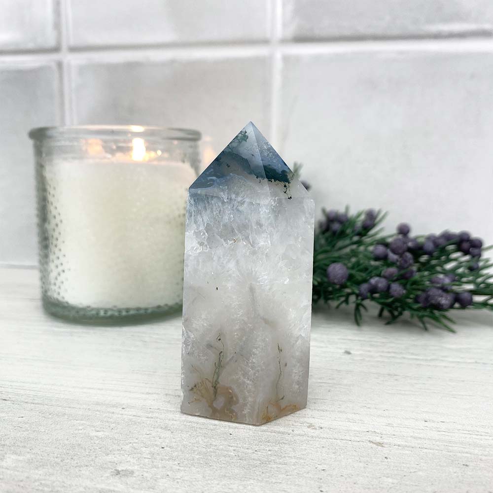 Polished Moss Agate Tower