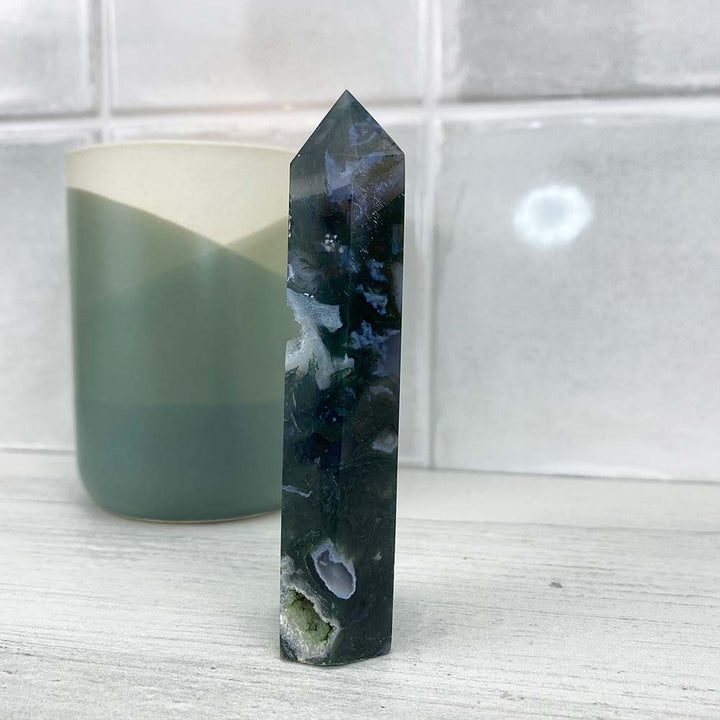 Polished Moss Agate Tower