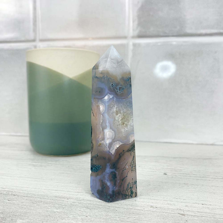 Polished Moss Agate Tower