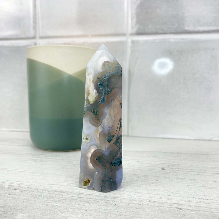 Polished Moss Agate Tower