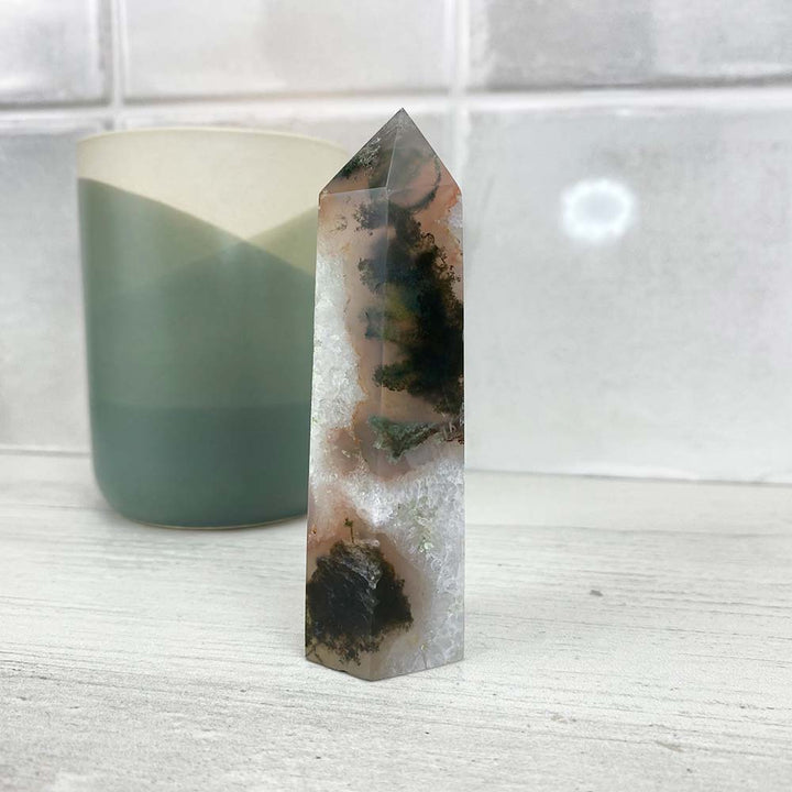 Polished Moss Agate Tower