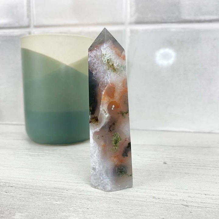 Polished Moss Agate Tower