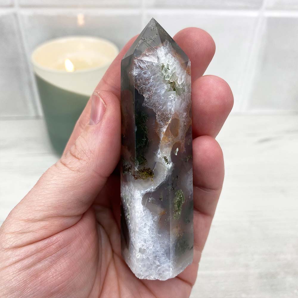 Polished Moss Agate Tower