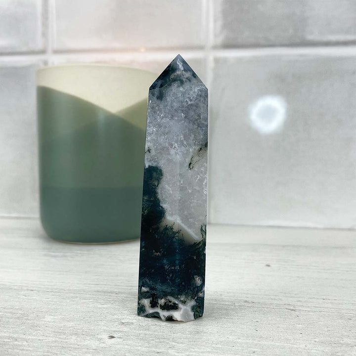 Polished Moss Agate Tower