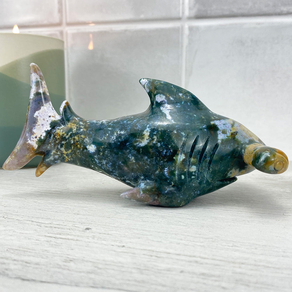 Polished Ocean Jasper Hammerhead Shark