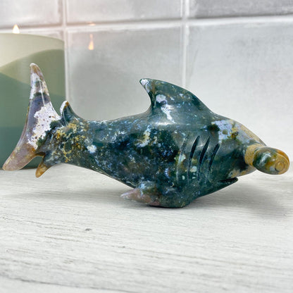 Polished Ocean Jasper Hammerhead Shark