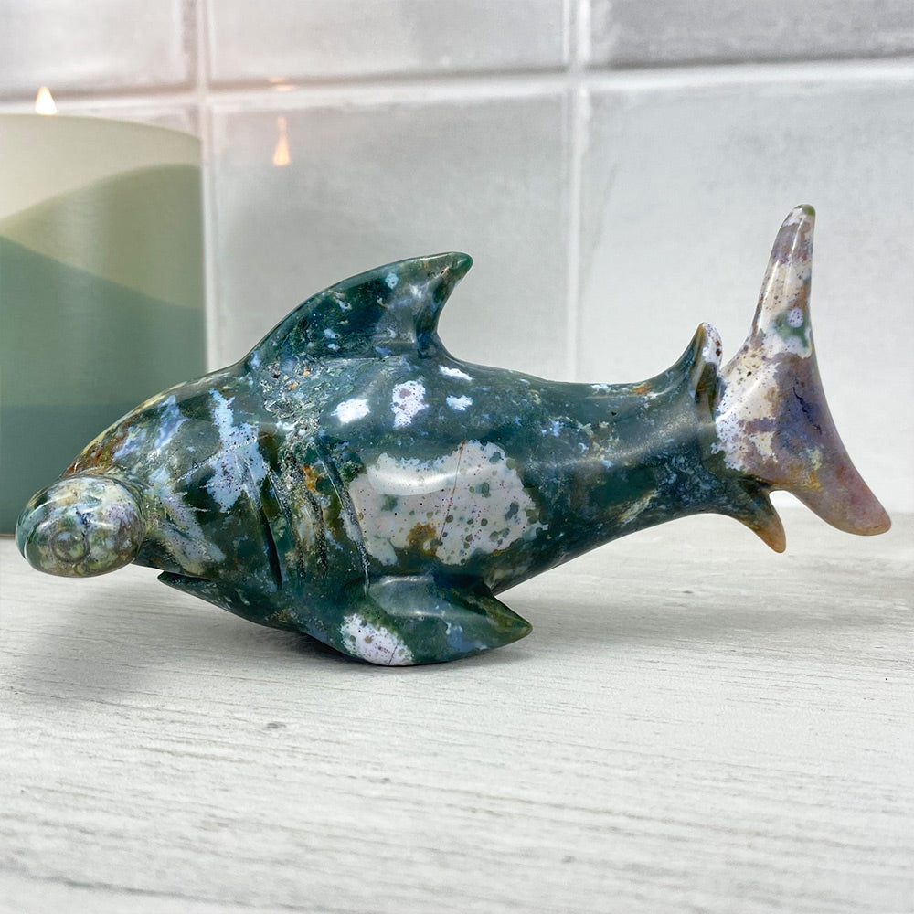 Polished Ocean Jasper Hammerhead Shark