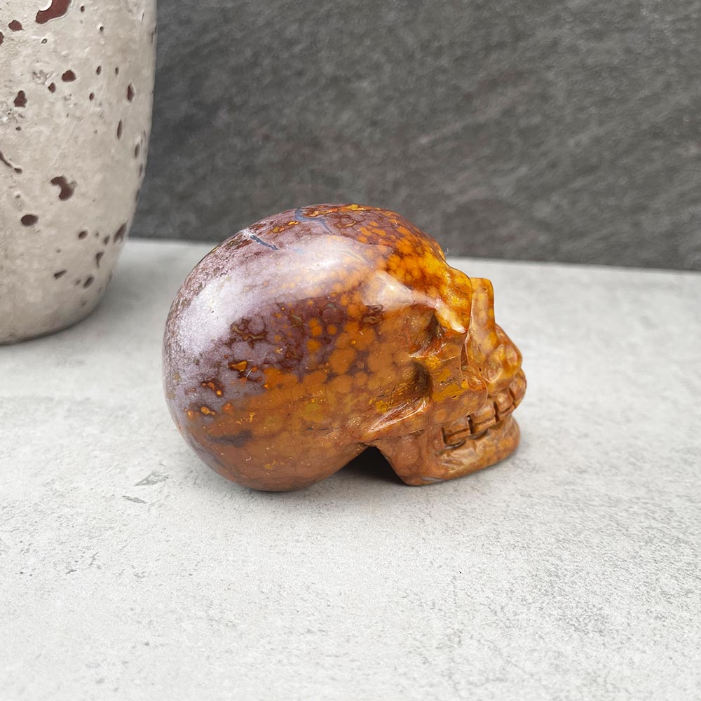 Ocean Jasper Skull Carving