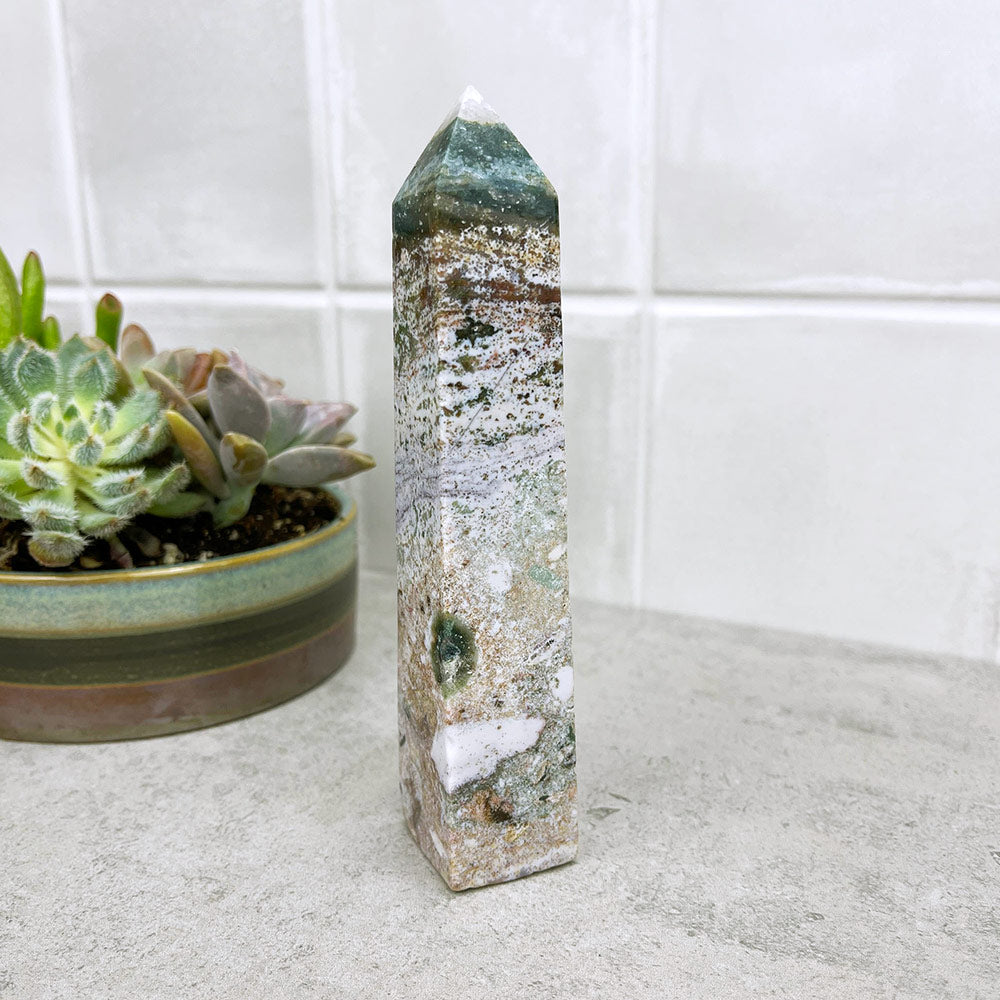 Polished Ocean Jasper Tower