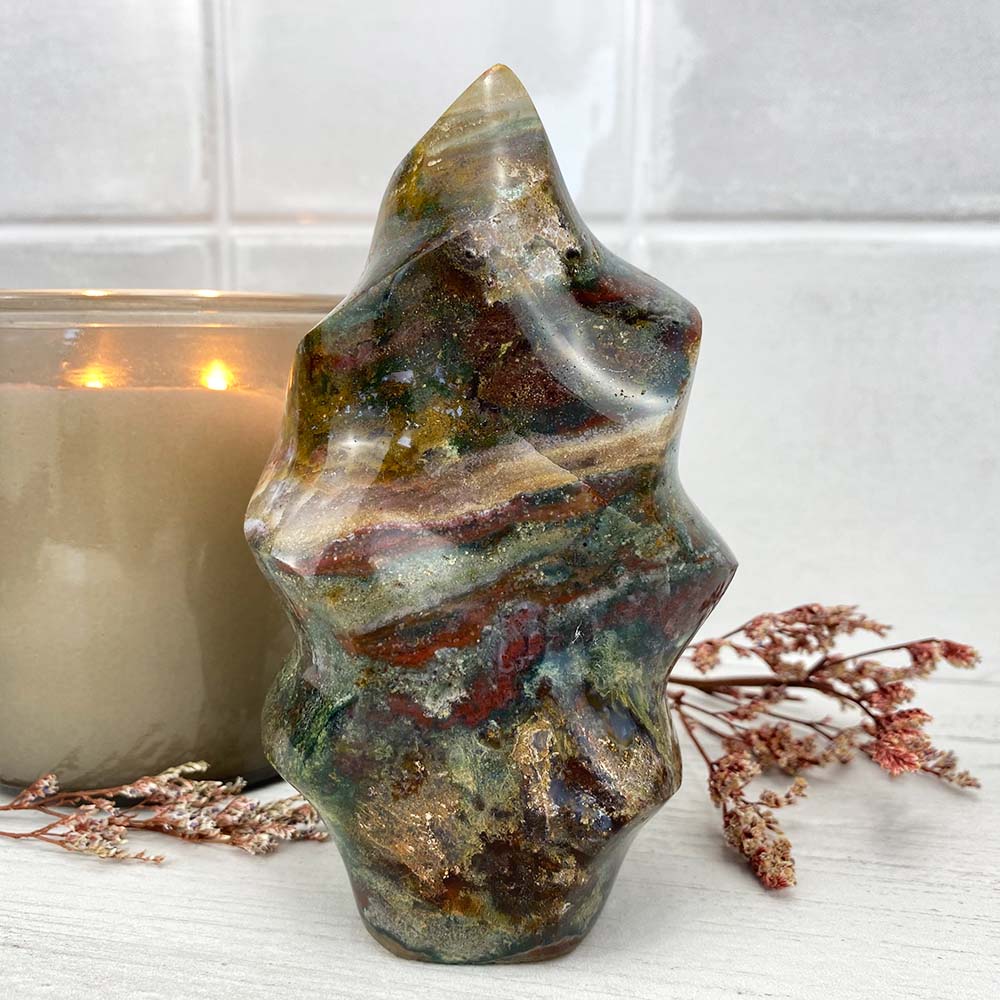 Polished Ocean Jasper Flame