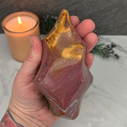 Uniquely Colored Ocean Jasper Flame Carving