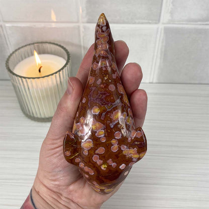 Polished Ocean Jasper Great White Shark Carving