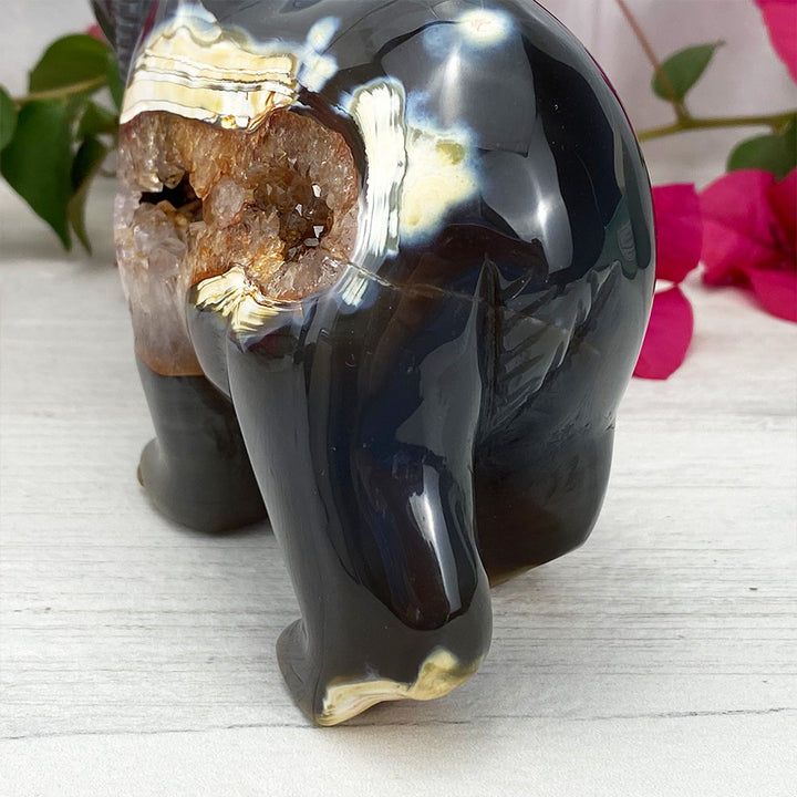 Polished Orca Agate Bear Carving