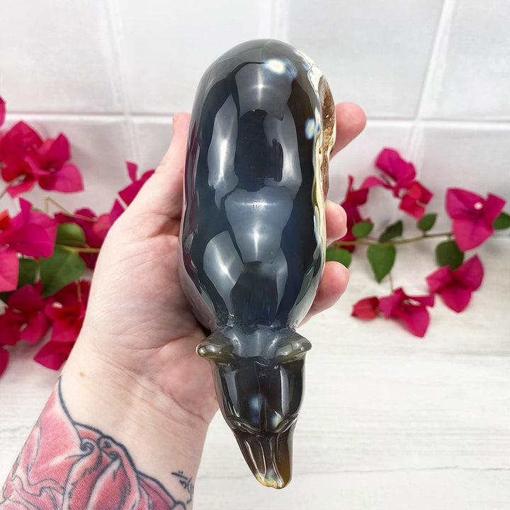 Polished Orca Agate Bear Carving