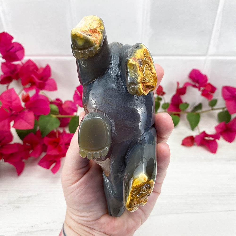 Polished Orca Agate Bear Carving