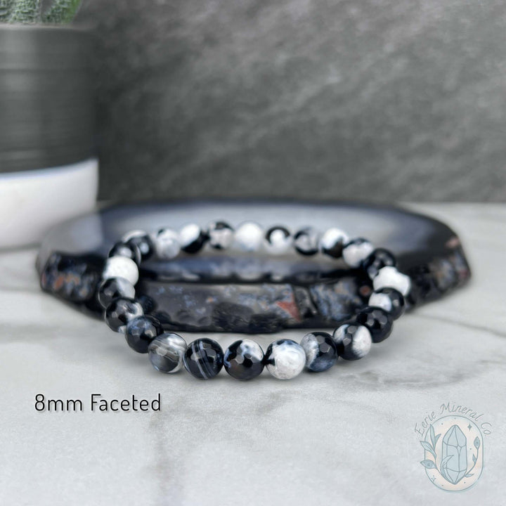 Polished Orca Agate Beaded Stretch Bracelet