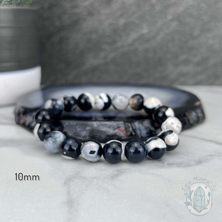 Polished Orca Agate Beaded Stretch Bracelet