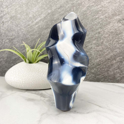 Polished Orca Agate Flame