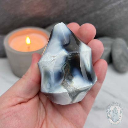 Polished Orca Agate Flame