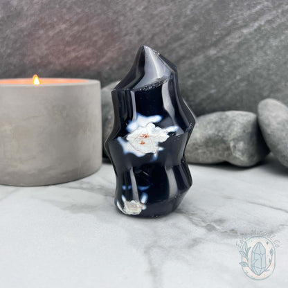 Polished Orca Agate Flame
