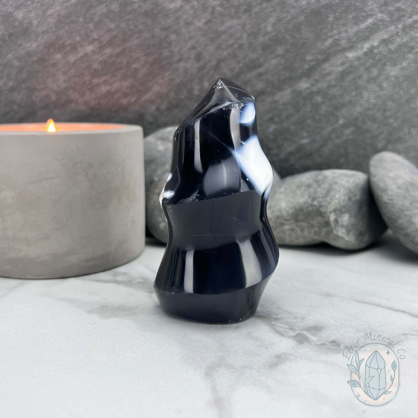 Polished Orca Agate Flame