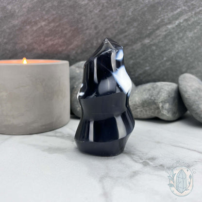 Polished Orca Agate Flame