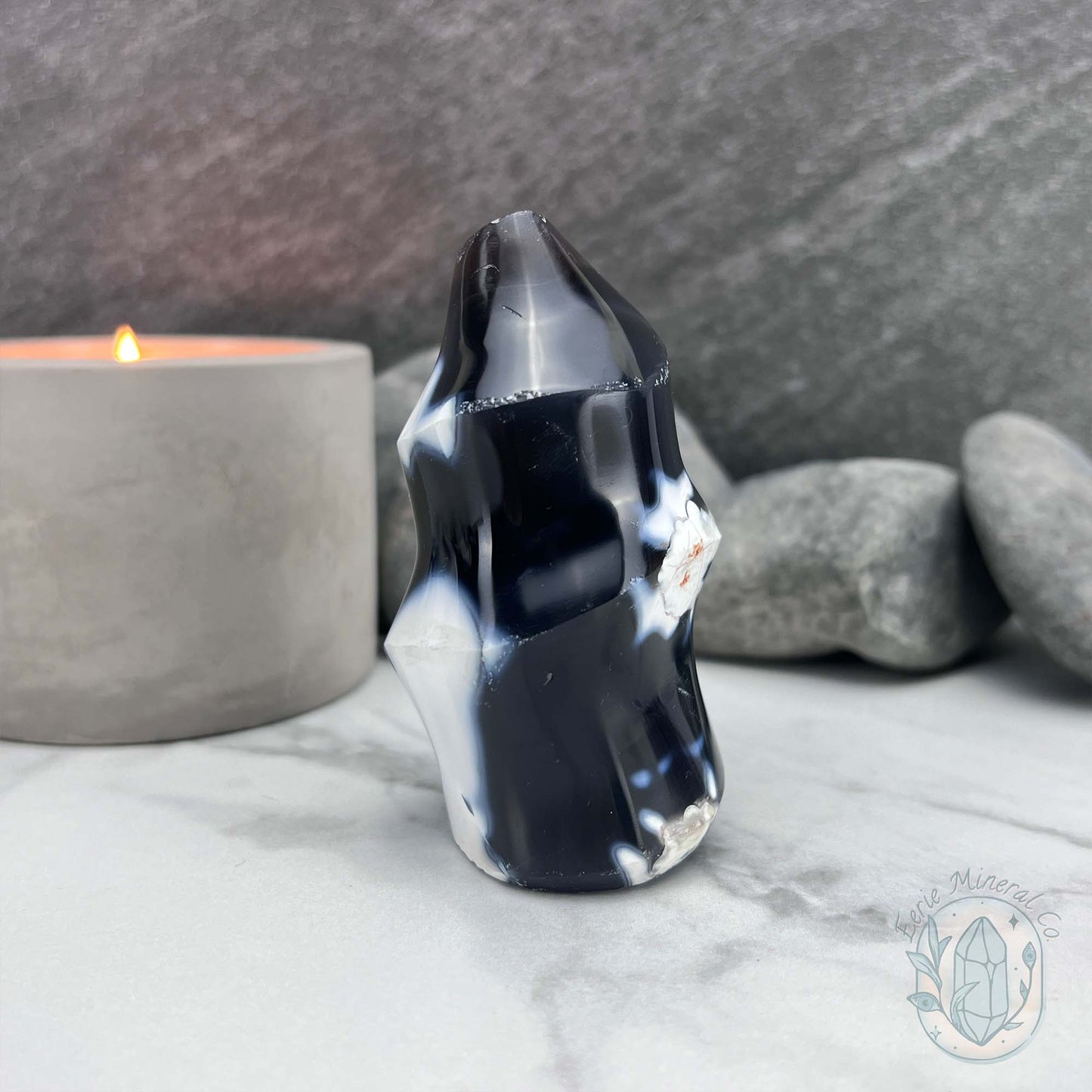 Polished Orca Agate Flame