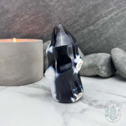 Polished Orca Agate Flame