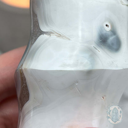 Polished Orca Agate With Crackle Quartz Flame