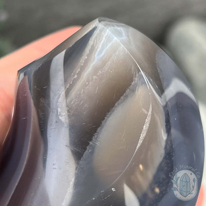 Polished Black and White Orca Agate Flame