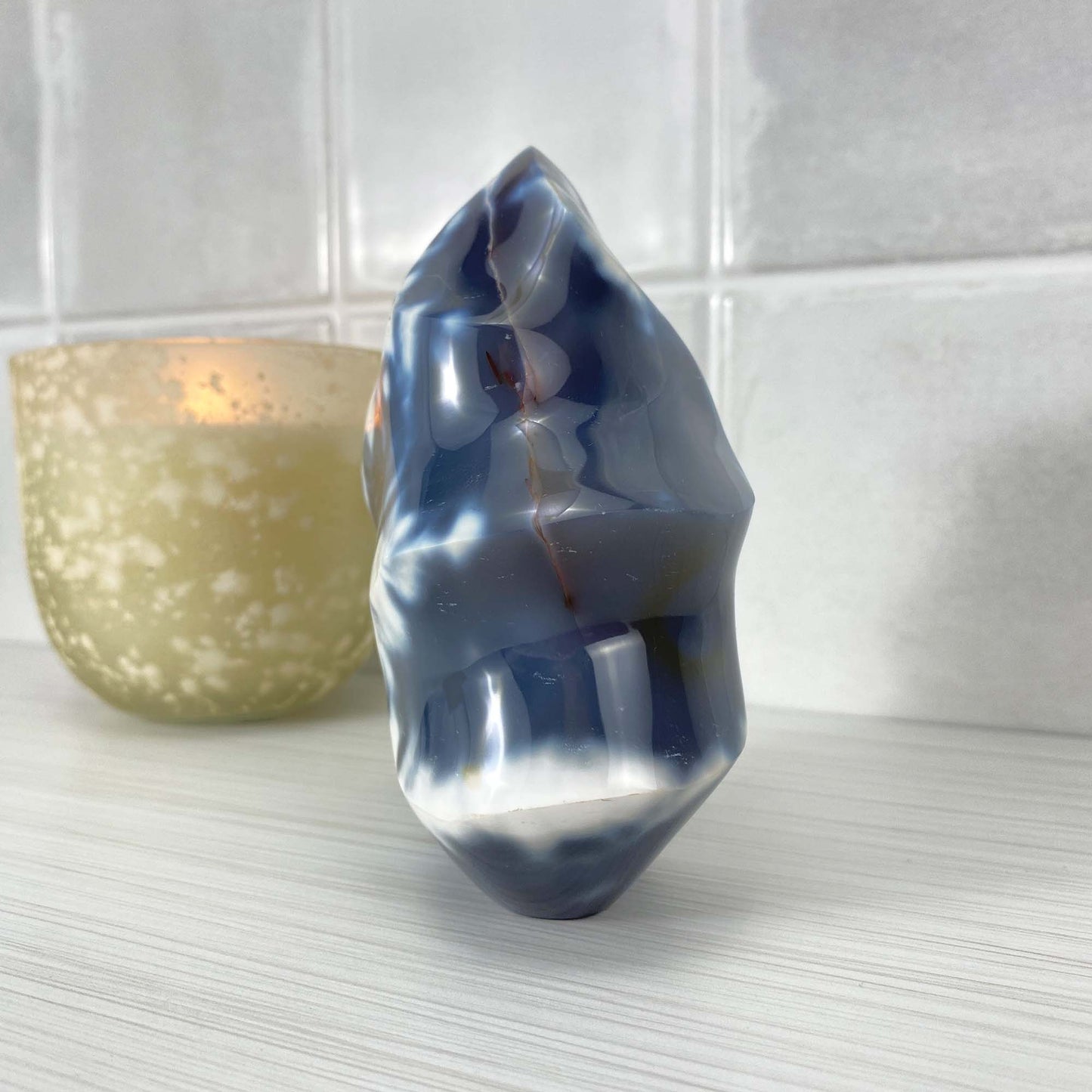Polished Orca Agate Flame